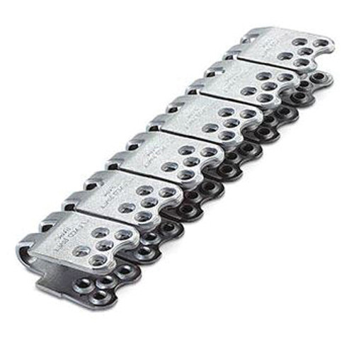 Fastener Strip, Rivet Hinged, Hinge, 54 in Lg, 450 Fastener PIW, 13/32 to 11/16 in Thk Belt, Steel, 18 in Min Dia Pulley Fastener Strip, Rivet Hinged, Hinge, 54 in Lg, 450 Fastener PIW, 13/32 to 11/16 in Thk Belt, Steel, 18 in Min Dia Pulley