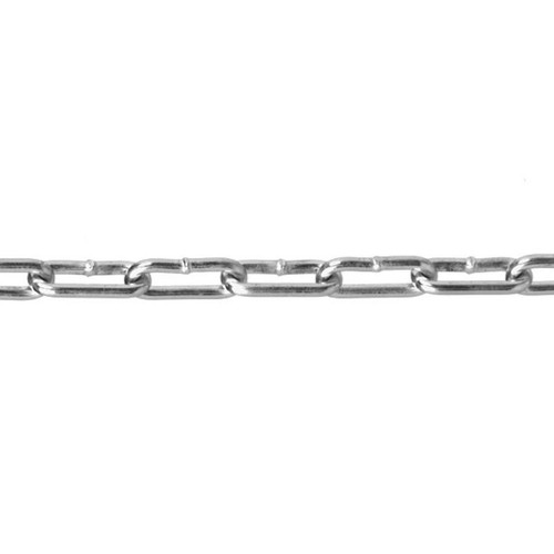 Straight Link Coil Chain, 4/0, 1.39 in Lg, 670 lb, Carbon Steel, Zinc Plated Straight Link Coil Chain, 4/0, 1.39 in Lg, 670 lb, Carbon Steel, Zinc Plated