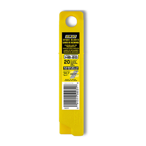 Utility Replacement Blade, Heavy Duty, 0.7 mm Thk, Snap-Off Blade, Micro Honed Blade, 7 -Section, Carbon Steel, 126 mm Lg Blade, 25 mm Wd Blade, Silver Color