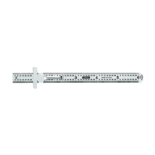 Ruler, Flexible, 6 in Lg, 0.469 in Wd, Imperial, Metric and English, Stainless Steel