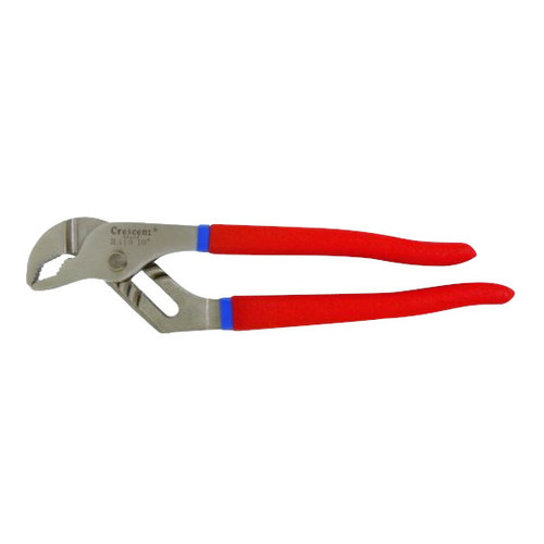 Tongue and Groove Plier, 5-Position, Cushion Grip,  Double Dipped, Polished, 1-13/16 in, V-Shaped Jaw, 8 in Jaw, Alloy Steel Jaw, 10 in Lg, Plastic Handle