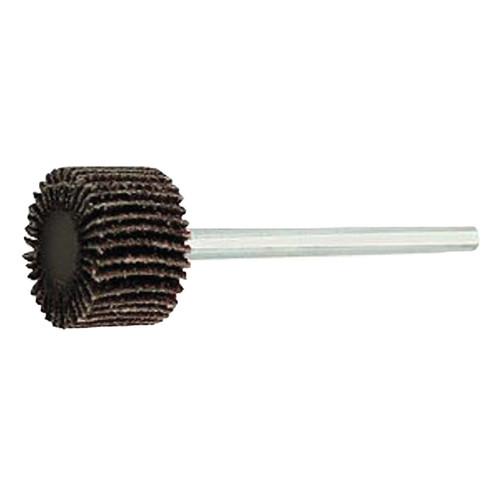 CARBORUNDUM Mounted Flap Wheel, Abrasive Coated, 1 in Dia Wheel, 1/8 in Dia Shank, 60 Grit, Aluminium Oxide Abrasive, 1 in Center Hole, 1/4 in-20 Center Hole