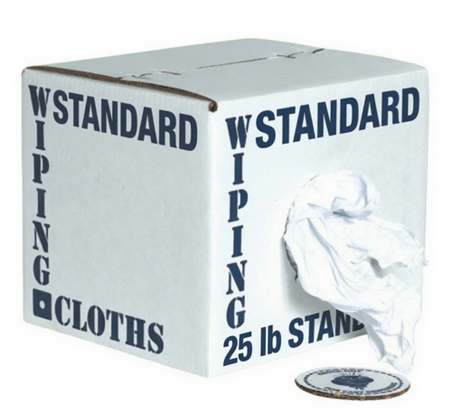 702-25 STANDARD New Washed White Smooth Knit wipers are a good grade at a lower price than the PREMIUM. 25 lb box