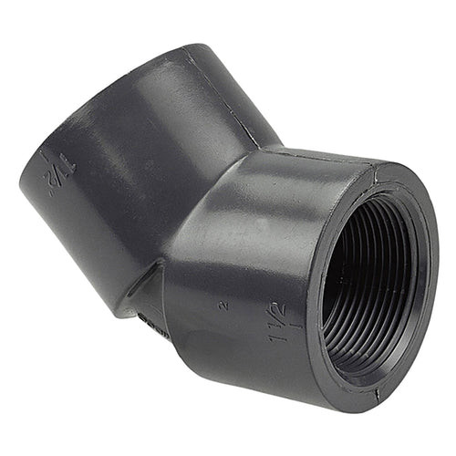 Elbow, 45 deg Elbow, 1/4 in, NPT End, SCH 80, PVC