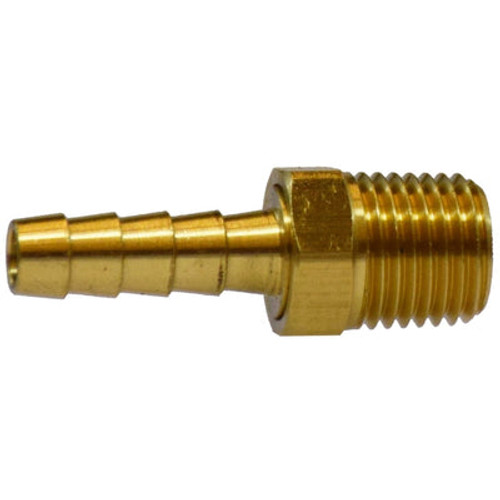 Hose Adapter, Rigid Straight, Adapter, 1/4 x 1/4 in, Hose Barb x Male Swivel End, 1/2 in Hex, 1.65 in Lg, 150 psi, -40 to 160 deg F, Brass, Import Hose Adapter, Rigid Straight, Adapter, 1/4 x 1/4 in, Hose Barb x Male Swivel End, 1/2 in Hex, 1.65 in Lg, 150 psi, -40 to 160 deg F, Brass, Import