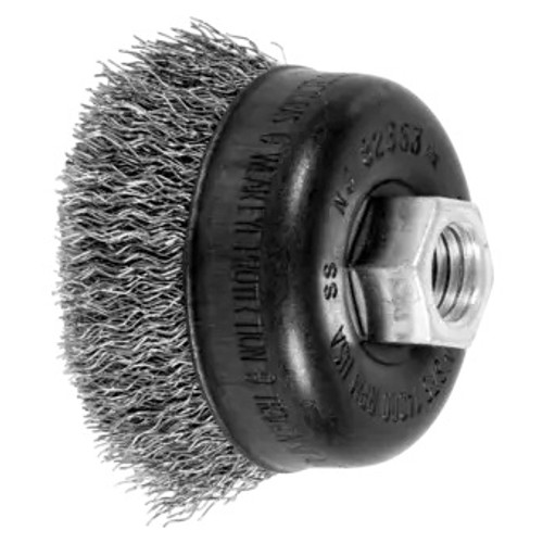 PFERD Cup Brush, Minigrinder, 2.75 in Dia Brush, 5/8 in-11 Arbor Hole, Crimped Filament/Wire, 0.014 in Dia Wire, Steel Wire Fill, 0.875 in Lg Trim, 14000 rpm Max, 79182353 PFERD Cup Brush, Minigrinder, 2.75 in Dia Brush, 5/8 in-11 Arbor Hole, Crimped Filament/Wire, 0.014 in Dia Wire, Steel Wire Fill, 0.875 in Lg Trim, 14000 rpm Max, 79182353