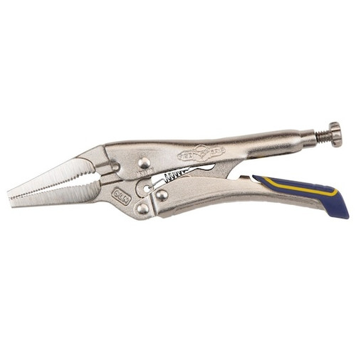 Locking Plier, Long Nose, Long Jaw, 2 in lg,  5/16 in thk Jaw, Alloy Steel Jaw, 6 in Lg, ProTouch™ Grip, Blue,  Yellow Handle Color