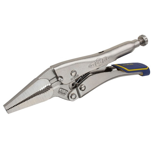 Locking Plier, Long Nose, Long Jaw, 2 in lg,  5/16 in thk Jaw, Alloy Steel Jaw, 6 in Lg, ProTouch™ Grip, Blue,  Yellow Handle Color