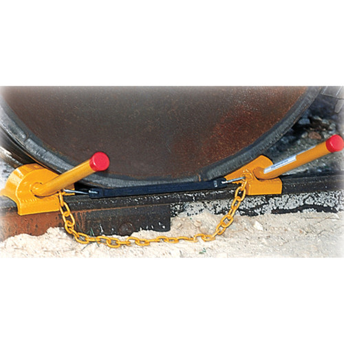 Wheel Chock, Double Railroad, 44 in Max Dia Wheel
