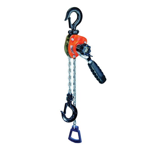 Lever Hoist, Imported Mini-Ratchet, 550 lb, 10 ft Ht Lift, 9.45 in Min Between Hook, 56 lb Pull to Lift, 6.3 in Lg Lever, Steel Chain, Weston Brake