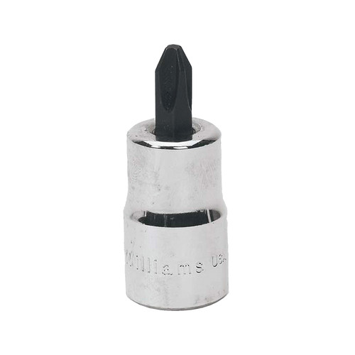 Screwdriver Bit Socket, Drag Link, Imperial, Square Drive, 1/2 in Drive, 0.359 in Socket, 1-1/2 in Lg, 2-9/32 in Dp Open, High Polished Chrome