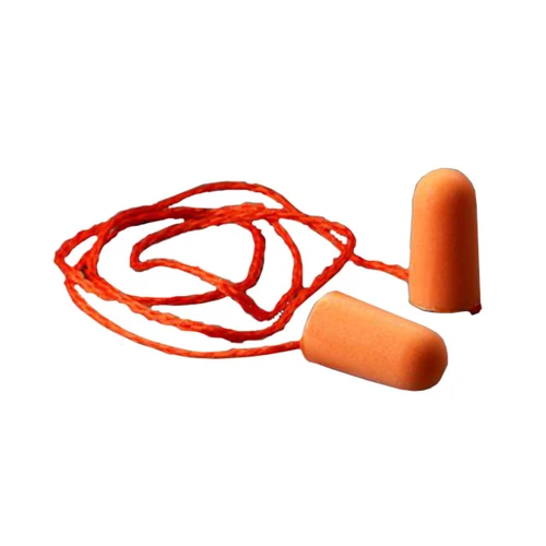 Ear Plug, Corded, 29 dB, Tapered Shape, Universal, Orange Plug, Soft Polyurethane Foam Plug, Orange Cord, Cloth Cord, CSA Class AL, Disposable