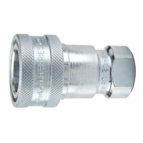 PARKER Hydraulic Quick Coupling, General Purpose, 1/2 in, Female Coupler x FNPT End, 1.12 in Hex, 2.87 in Lg, 4000 psi, -40 to 250 deg F, Steel, Zinc Plated, Domestic