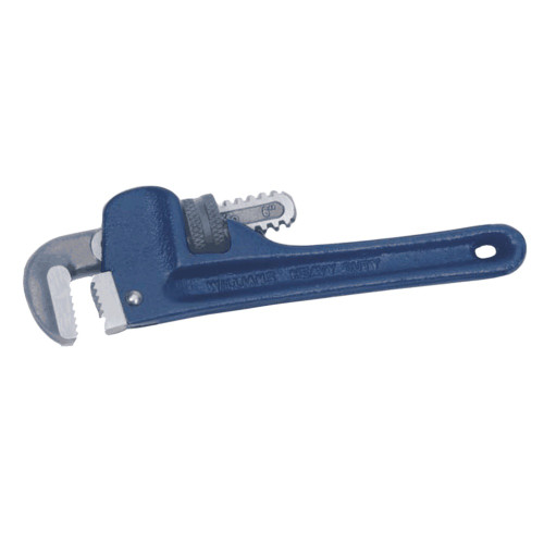 Pipe Wrench, Heavy duty,  Straight, 7/8 in, 6 in Lg, Hook Jaw, Plain Grip, Cast Iron Handle, Standard Adjustment