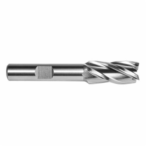 DORMER Square End Mill, Regular Length,  Single, 3/8 in Dia Cutter, 4 -Flute, Spiral Flute, Right Hand Cut, 30 deg Helix, Weldon Flat Shank, High Speed Steel, Bright