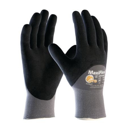 PIP Chemical Resistant Gloves, X-Large, MicroFoam,  Nitrile Palm, Nylon, Black,  Gray , Nylon, Continuous Knit Wrist Cuff, Microfoam Nitrile, 9 in Lg