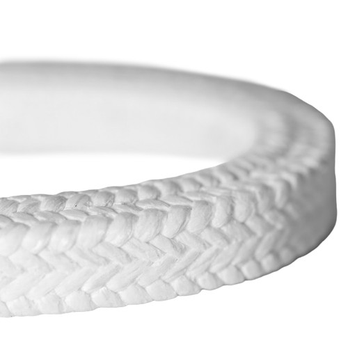 Packing, Braided, 1/2 in, 500 deg F, 1200 fpm Shaft, 0 to 14, PTFE, White Color