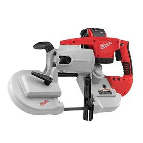 Cordless Band Saw Kit, 4-3/4 x 4-3/4 in, 44-7/8 x 1/2 x 0.02 in Blade, 28 VDC, Lithium-Ion, 3 Ah, Metal Housing, Non-Slip,  Soft Grip, Black,  Gray,  Red Color Cordless Band Saw Kit, 4-3/4 x 4-3/4 in, 44-7/8 x 1/2 x 0.02 in Blade, 28 VDC, Lithium-Ion, 3 Ah, Metal Housing, Non-Slip,  Soft Grip, Black,  Gray,  Red Color