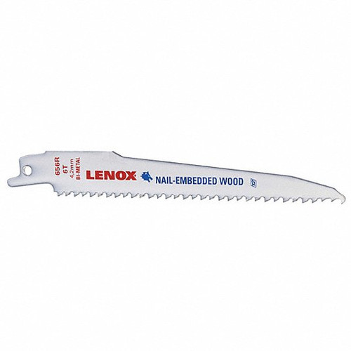 Reciprocating Saw Blade, 6 in Lg, 3/4 in Wd, 0.035 in Thk, Tuff Teeth, 1/2 in Tang, Universal/Toothed Edge Tang, Bi-Metal Cut Edge, Bi-Metal Body, White Color