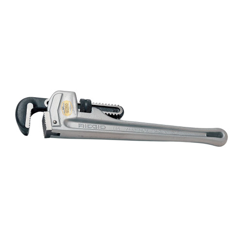 Pipe Wrench, Straight, 2 in, 12 in Lg, Floating Forged Hook Jaw, Alloy Steel Jaw, I-Beam, Aluminium Handle, Knurled Nut Adjustment