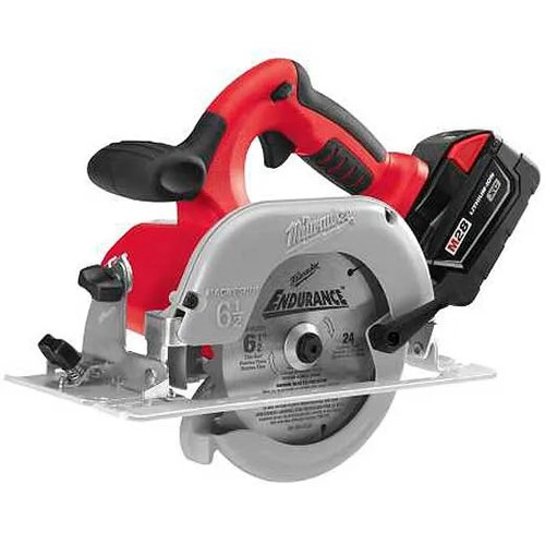 Circular Saw, Kit, 6-1/2 in Blade, Left Blade Side, 5/8 in Arbor/Shank, 2-1/8 in Dp Cut, 0 to 50 deg, Aluminium Shoe, Lithium-Ion, 3 Ah, 1 Battery, Tactile Grip