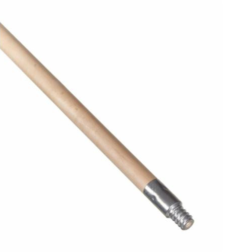 Mop Handle, Threaded Tip, 15/16 in Dia, 60 in Lg, Hardwood Handle,  Metal Tip, Natural , Clear Lacquered
