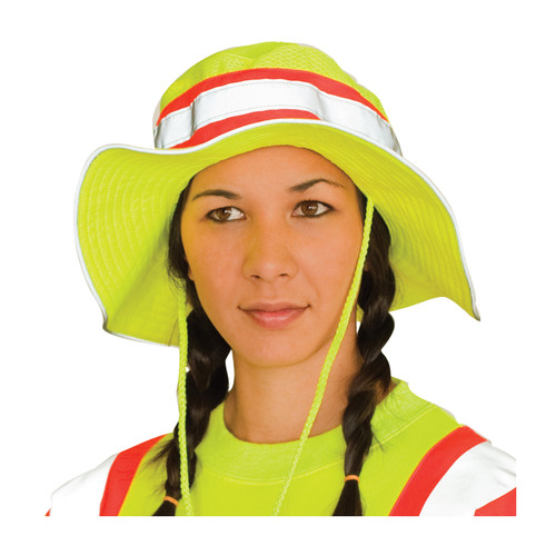 PIP Ranger Hat, Reflective, One-Fit, Yellow , Polyester, Drawstring Closure