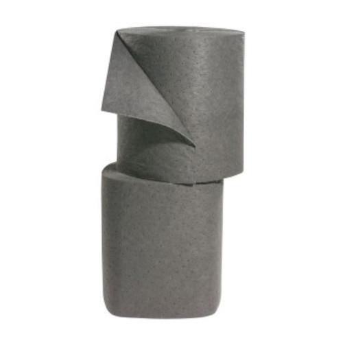 SPILLTECH Split Roll, Heavy Weight, 150 ft Lg, 15 in Wd, 49.8 gal, Fluids Absorbed Oil/Coolant/Solvent/Water, Polypropylene, Gray Color