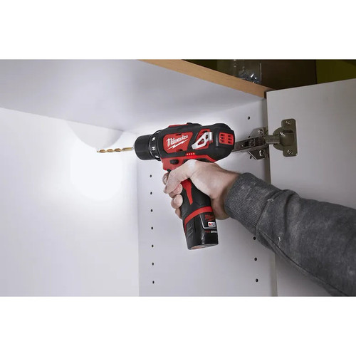 Cordless Drill Kit, 3/8 in Chuck, 0 to 1500 rpm No-Load, 275 in-lb Torque, 12 VDC, Lithium-Ion, 1-1/2 Ah, 1 Battery, Metal Housing, Pistol Grip,  T, 7-3/8 in Lg