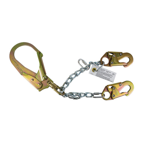 Lanyard, Steel Hardware, 2 -Leg, 5000 lb Tensile, Snap Hook Anchorage, Rebar Hook, ANSI Z359.1-07,  ANSI A10.32-12,  OSHA 1926 Subpart M,  OSHA 1910, 24 in Lg
