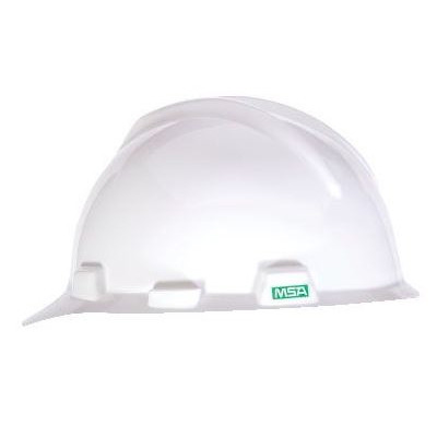 Hard Hat, Front Brim, Fits Min Hat 6-1/2 in, Fits Max Hat 8 in, White , Polyethylene, 4-Point Fas-Trac® III Suspension, Class E, 1 Slotted