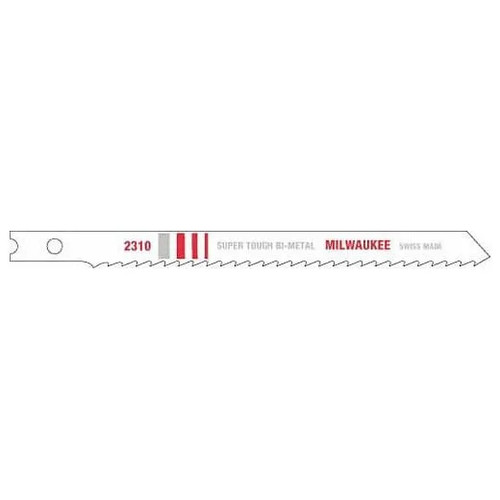 Jig Saw Blade, Heavy Duty, 4-1/8 in Lg, 9/32 in Wd, Milled Teeth, 1/4 in Shank, U Shank, Bi-Metal Cut Edge, Bi-Metal Body, Wood Applicable, 10 TPI