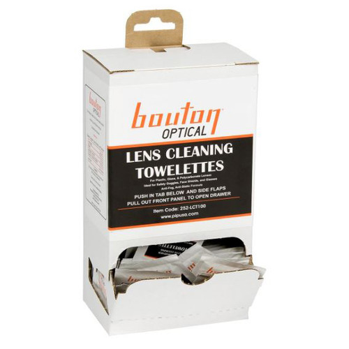 Lens Cleaning Towelette, 100 Tissue, Anti-Fog/Anti-Static/Anti-Streaking, 10% Water Isopropyl Alcohol,  Anti-Static,  Detergent, 2 in wd,  4 in lg Tissue