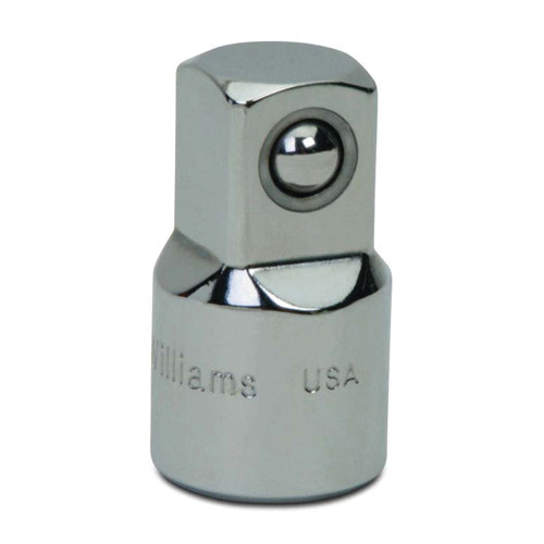 Adapter, Imperial, Male x Female Drive, 0.375 in Male Drive, 0.5 in Female Drive, 1.3125 in Lg, Socket Adapter, High Polished Chrome Coated