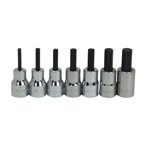 Socket Set, 3/8 in Drive, Polished Chrome, Imperial, 7 -Piece