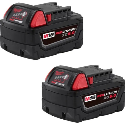 MILWAUKEE REDLITHIUM Rechargeable Battery, 18 V Charge, 1/2 hr Charging, Rubber Case, Suitable For M18™ Cordless Power Tool, Lithium Ion, 18 V, 5 Ah