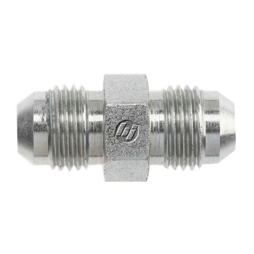 Hydraulic Adapter, Straight, 9/16-18 x 7/16-20 in, 37 deg Male SAE JIC Flare End, 5/8 in Hex, 1.406 in Lg, 6000 psi, Steel, 0.65 in wd,  1.406 in lg