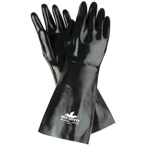 Chemical Resistant Gloves, Large, Neoprene Palm, Neoprene, Black,  White , Rough, Standard Finger,  Wing Thumb, Brushed Interlock, Gauntlet Cuff, 18 in Lg Chemical Resistant Gloves, Large, Neoprene Palm, Neoprene, Black,  White , Rough, Standard Finger,  Wing Thumb, Brushed Interlock, Gauntlet Cuff, 18 in Lg