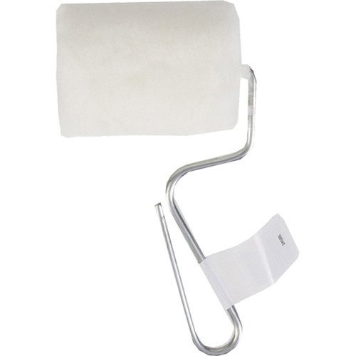 Paint Roller Cover, 3/8 in Nap, 3 in Lg, Semi-Smooth Surface, Knit Fabric, White Color