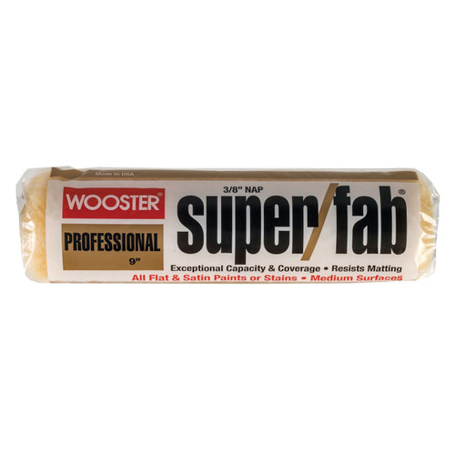 Paint Roller Cover, 3/8 in Nap, 9 in Lg, Fabric, Golden Yellow Color