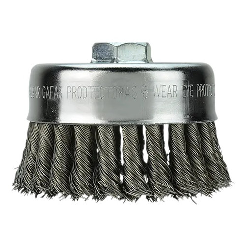 MILWAUKEE ELECTRIC Cup Brush, 3 in Dia Brush, 5/8 in-11 Arbor Hole, Crimped Filament/Wire, 0.012 in Dia Wire, Carbon Steel Fill, 12000 rpm Max