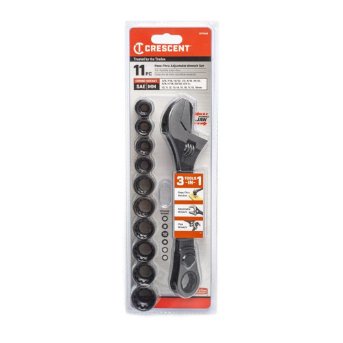 Wrench Set, Adjustable, Black Phosphate, Alloy Steel, 11 -Piece, 10 to 19 mm