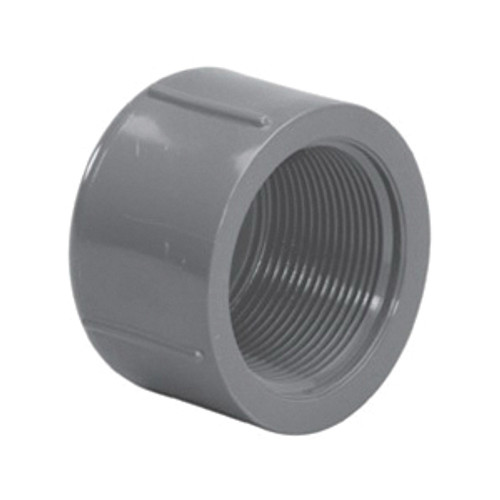 Pipe Cap, Cap, 1/4 in, FNPT End, 15/16 in Lg, SCH 80, Injection-Molded, PVC, Gray , 140 deg F, 29/32 in wd, Domestic
