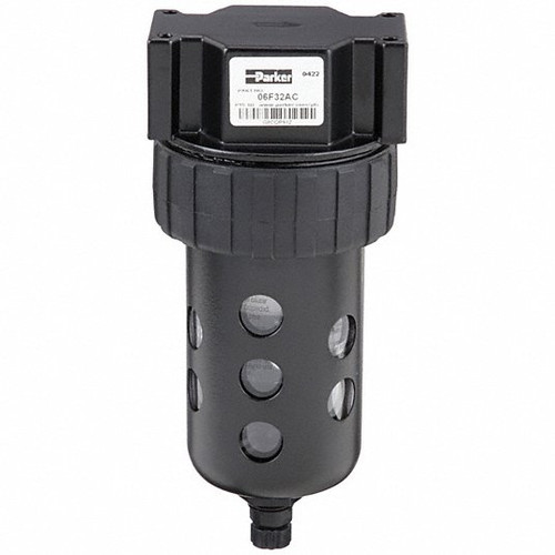 WATTS Compact Air Filter, 1/2 in NPT Port, 85 scfm, 40 micron Filter, 150 psi, 32 to 125 deg F, Polycarbonate Bowl, 6-1/4 in Lg, Zinc