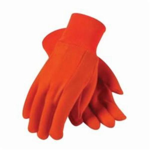 General Purpose Gloves, Standard Weight, Large, Jersey Palm, Flame Orange , Clute Cut, Fleece, Knit Wrist Cuff, Uncoated