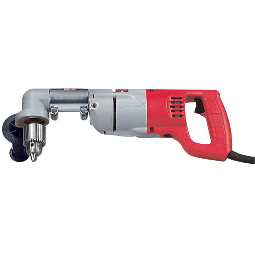 Electric Drill Kit, Grounded Plumbers,  Right Angle, Metal Housing, D, Black,  Red , Spindle Lock/Trigger Lock, 16-3/4 in Lg, Kit, 1/2 in Chuck, Keyed Chuck