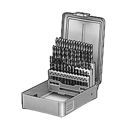 Jobber Length Drill Bit Set, 1/16 in Drill, 1/2 in Drill, 118 deg Drill Point, 29 -Piece, High Speed Steel, Uncoated Jobber Length Drill Bit Set, 1/16 in Drill, 1/2 in Drill, 118 deg Drill Point, 29 -Piece, High Speed Steel, Uncoated