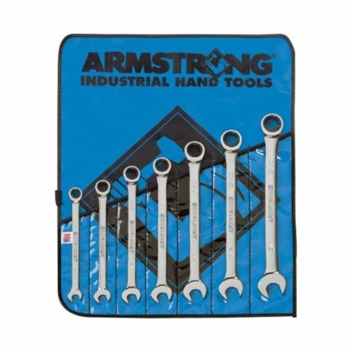 Box End Wrench Set, Ratcheting Double, Imperial, 12 -Point, 6 in Lg, 15 deg Offset, 72 -Geared Teeth, Forged Alloy Steel, Full Polished Coated, 27-609