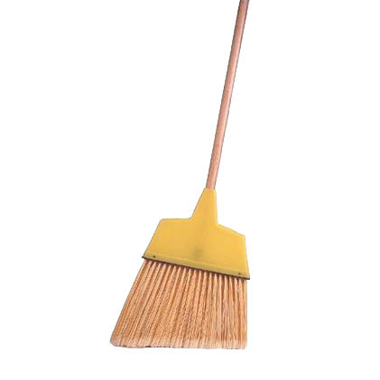 Angle Broom, Large, 54 in Lg, 13-1/2 in Lg Trim, Flagged Plastic Bristle, Threaded Grip, 48 in Handle, Wood Handle, 8-1/8 in Wd