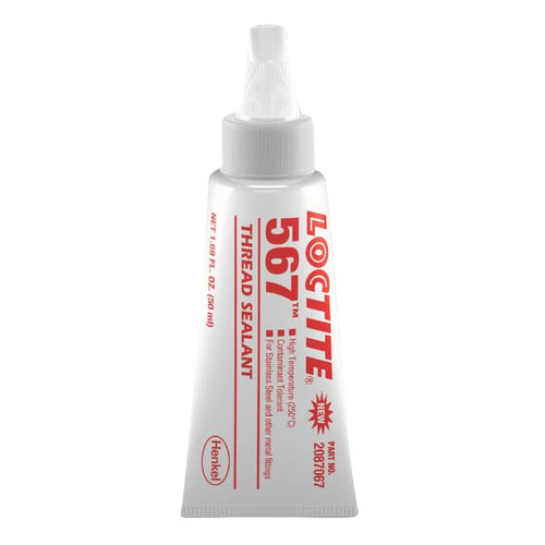 Thread Sealant, High Temperature, Tube, 50 ml Container, 24 hr Curing, 1.15 Specific Gravity, 93 deg C Flash, 0.13%,  1.38 g/L VOC, 280000 to 800000 cPs